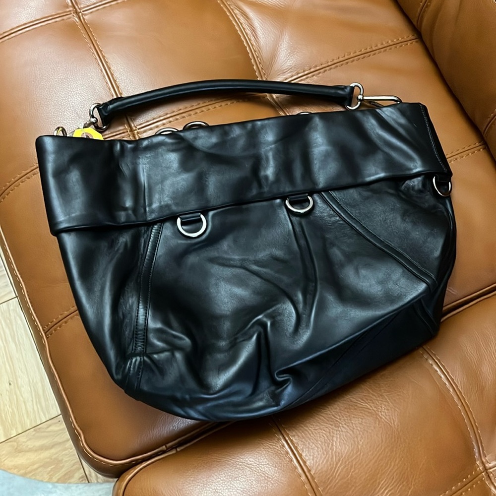 Ralph Lauren Black Leather Bag Bridle Hobo . XL